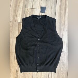 NWT State Cashmere‎ Black Button Front Vest 100% Cashmere Sz XXL
